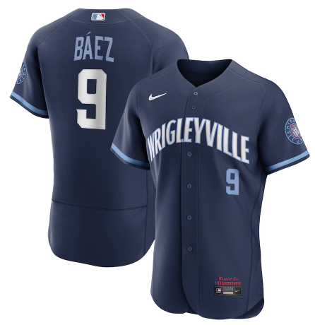Men's Chicago Cubs #9 Javier Báez 2021 Navy City Connect Stitched Jersey